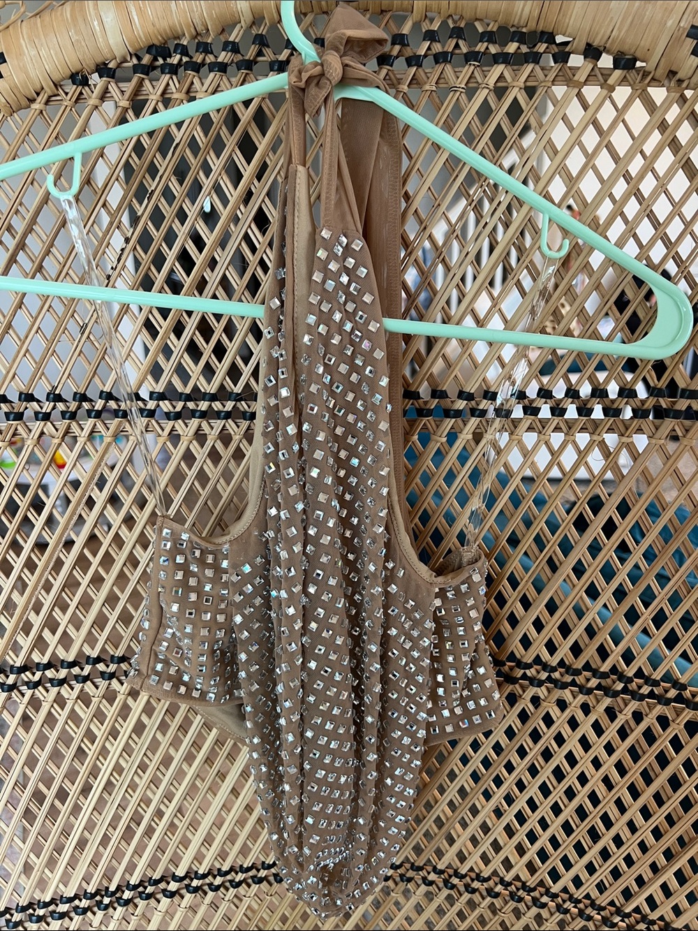 Windsor Brown Halter One-Piece with Silver Studs